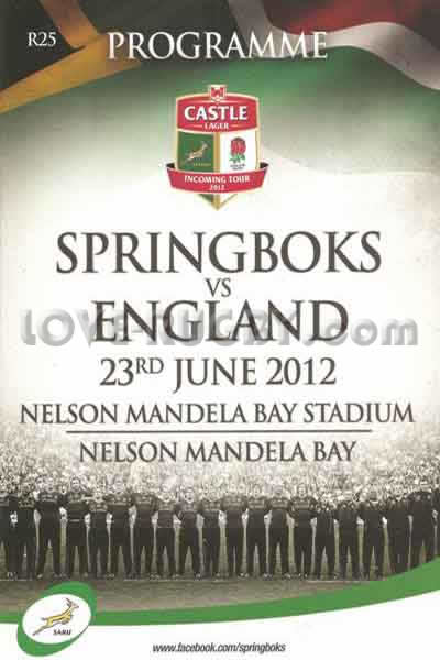 2012 South Africa v England  Rugby Programme